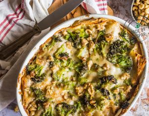 Lasagne vegetariane con broccoli e noci